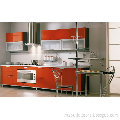 Kitchen Furniture Red High Glossy Lacquer Kitchen Cabinets